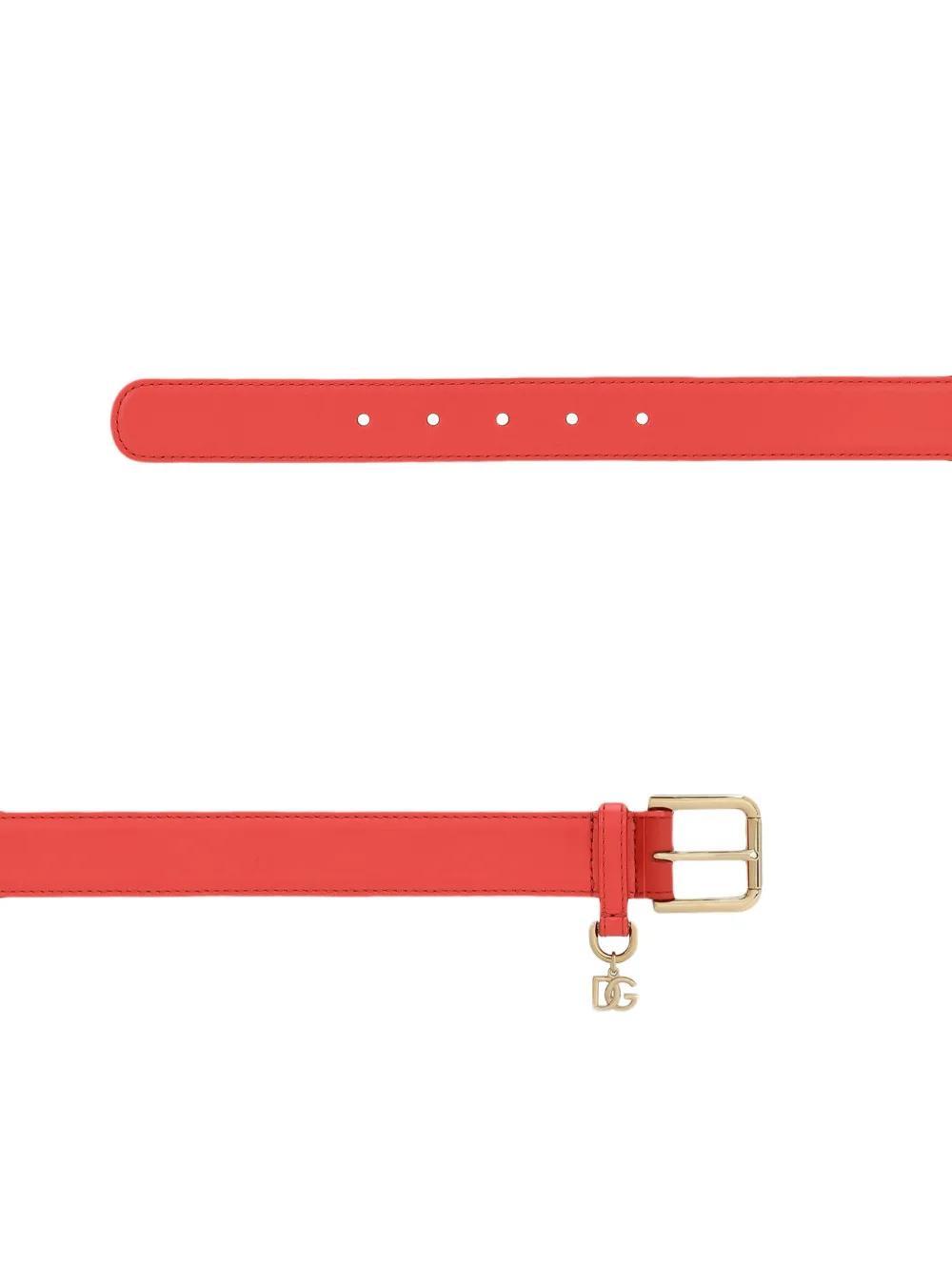 DOLCE & GABBANA Dg-charm Leather Belt In Orange Product Image