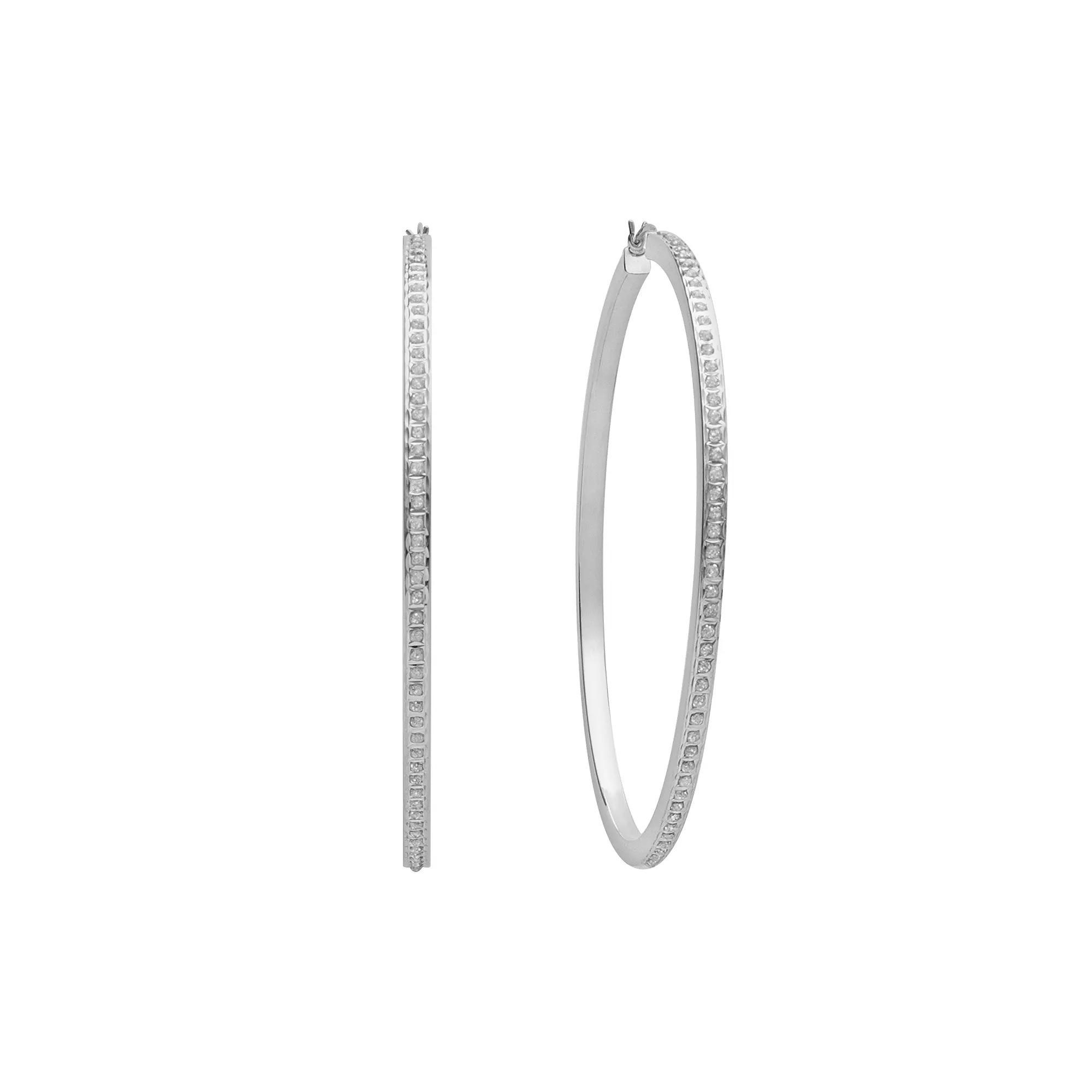 Diamond Mystique™ Platinum-Over-Silver Diamond Accent Hoop Earrings, Women's, Multicolor Product Image