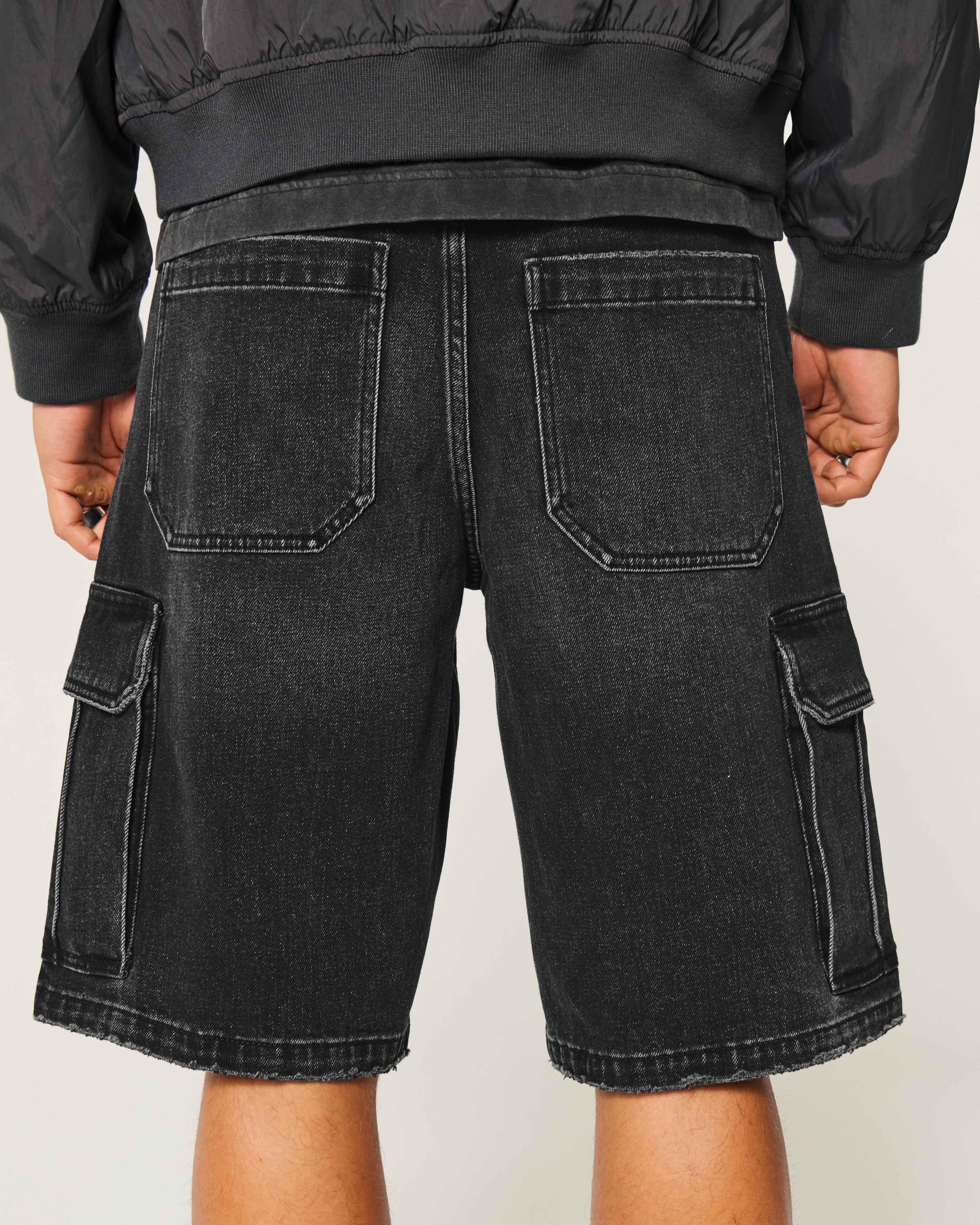 Washed Black Baggy Jean Shorts Product Image