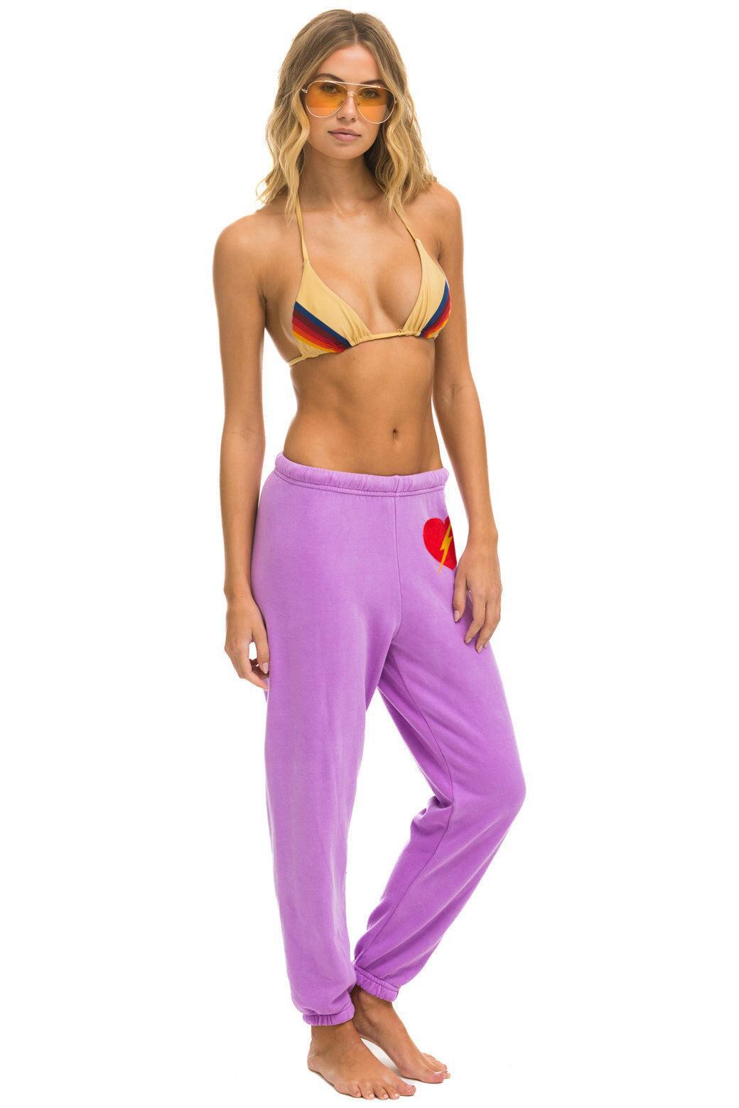 BOLT HEART SWEATPANTS - NEON PURPLE Female Product Image