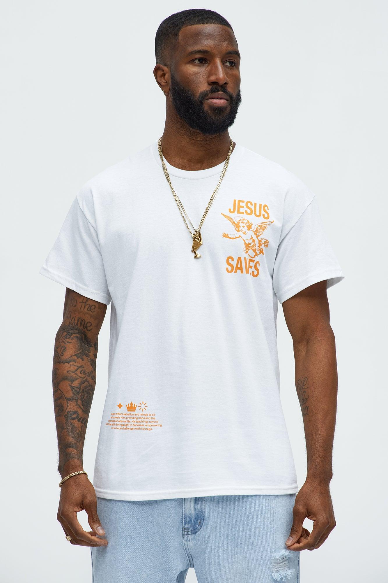 Jesus Saves Short Sleeve Tee - White Product Image