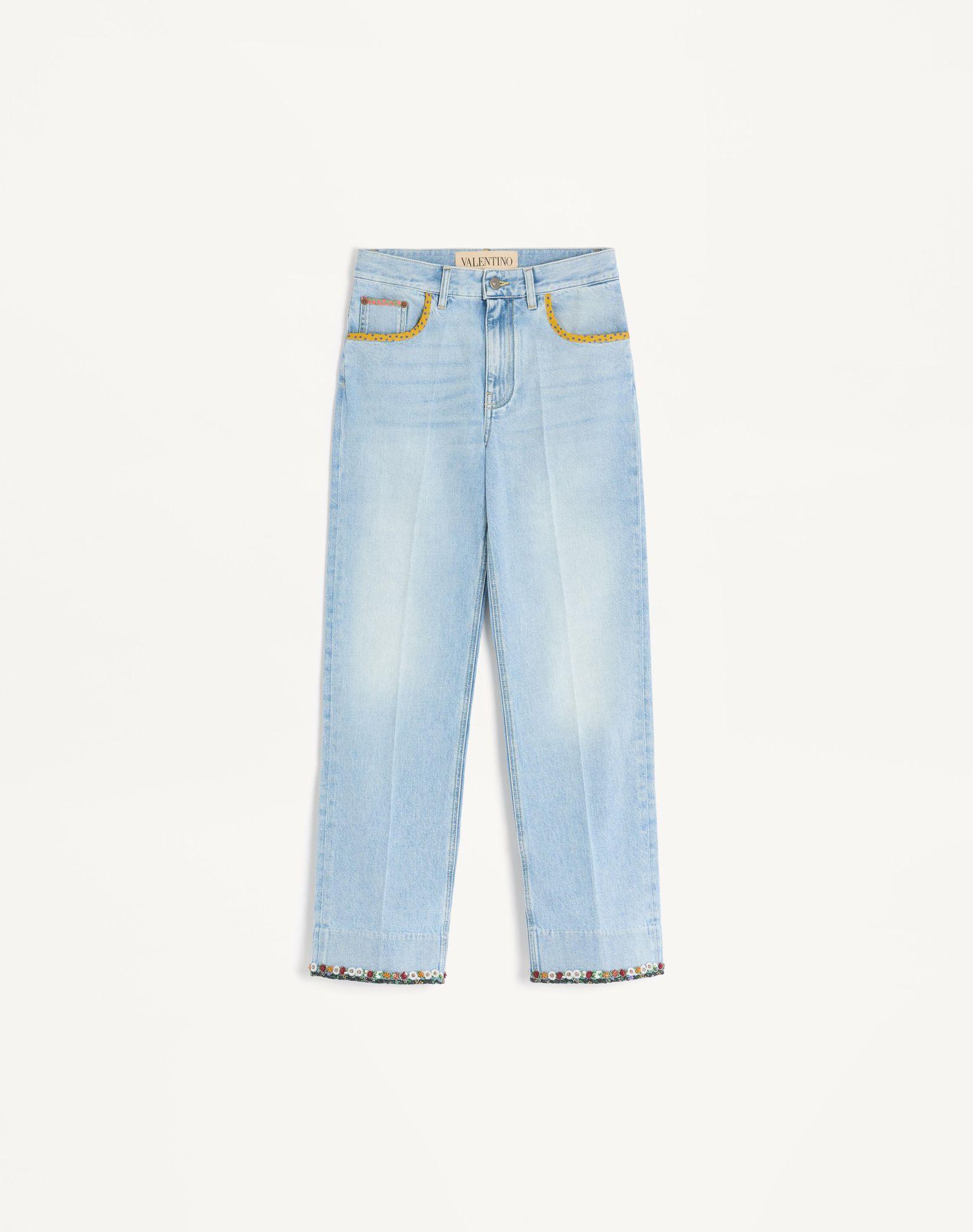 Embroidered Denim Pants Product Image
