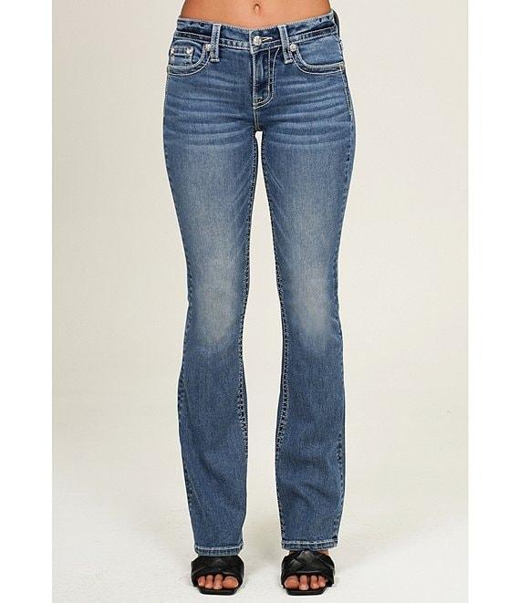 Miss Me Mid Rise Bootcut Embellished Back Logo & Pocket Jeans Product Image