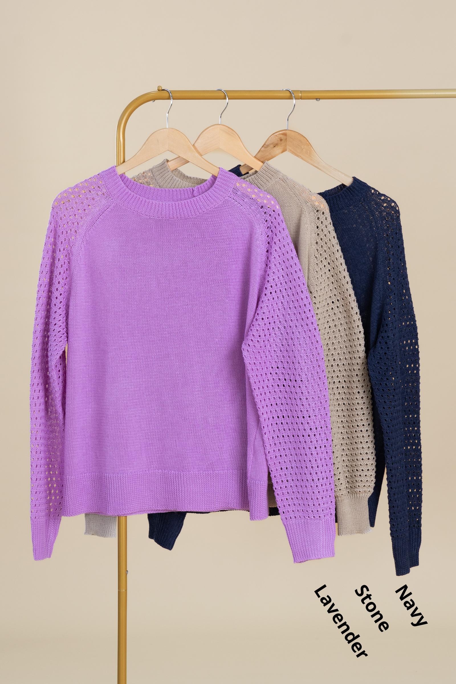 Lightweight Knit Pullover Top With Pointelle Product Image
