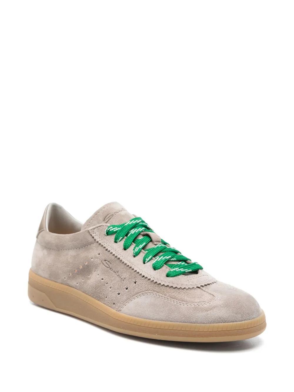 SANTONI Suede Sneakers In Neutrals Product Image