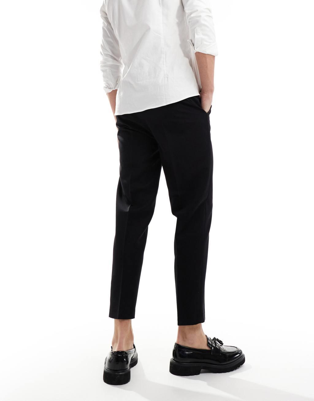 ASOS DESIGN dressy tapered fit pants in black Product Image