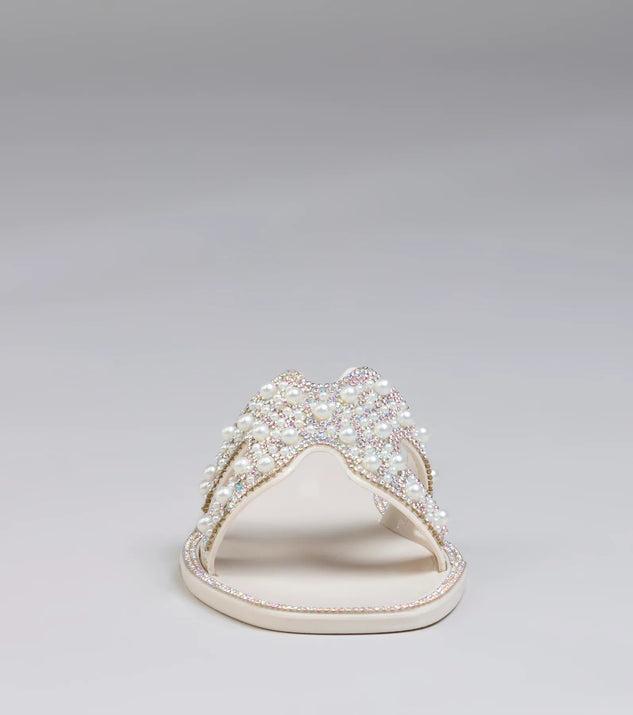 Pop Of Luxe Sparkle Faux Pearl Rhinestone Sandals Product Image