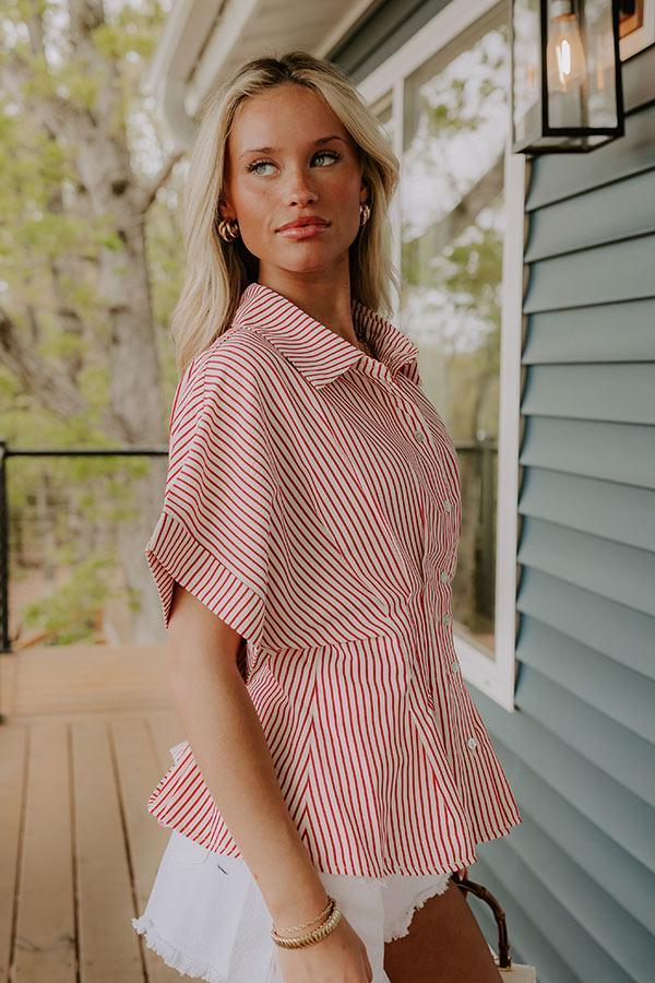 Kind Smile Seersucker Top in Red Product Image