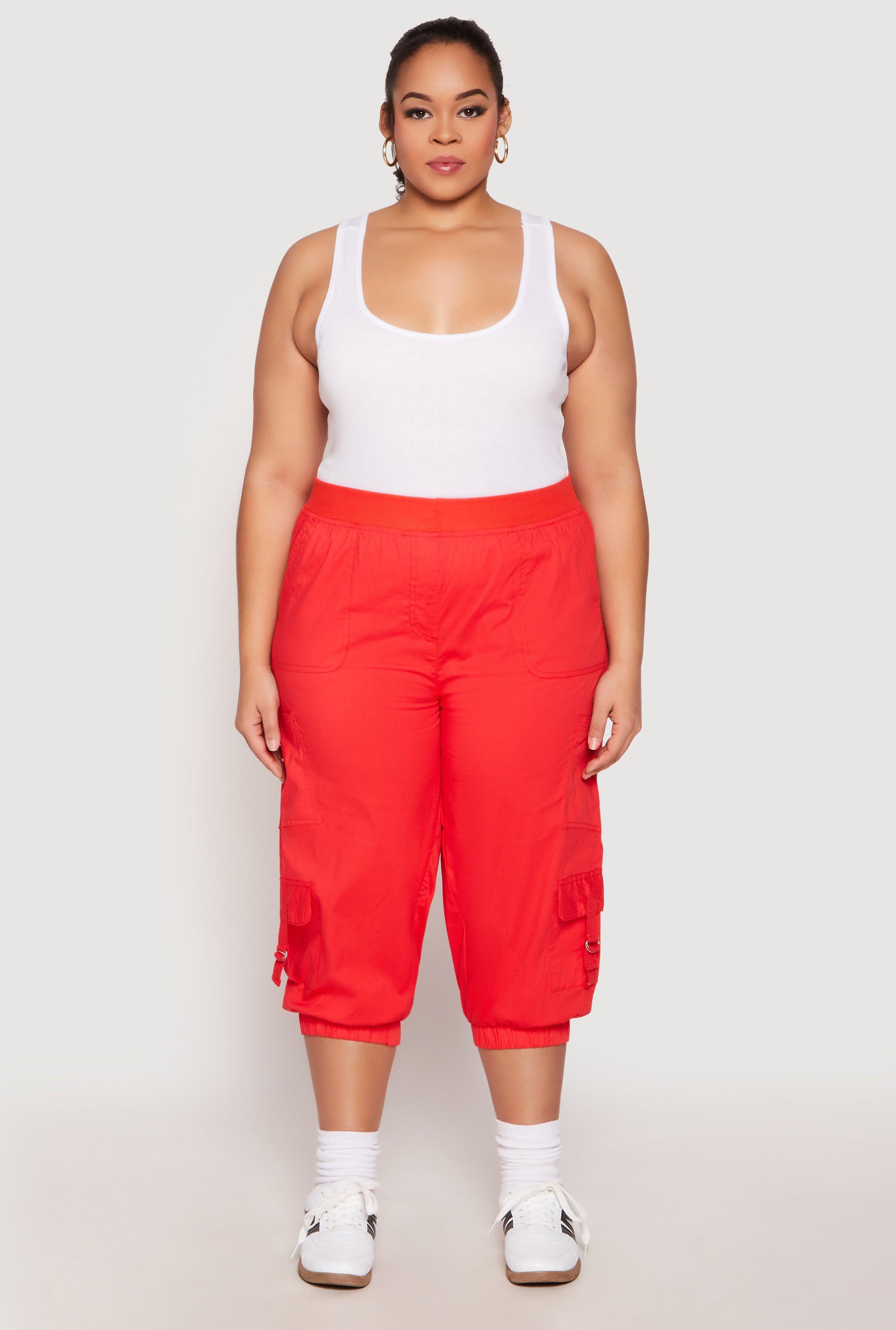 Womens Plus Size Poplin Pull On Capri Pants Product Image