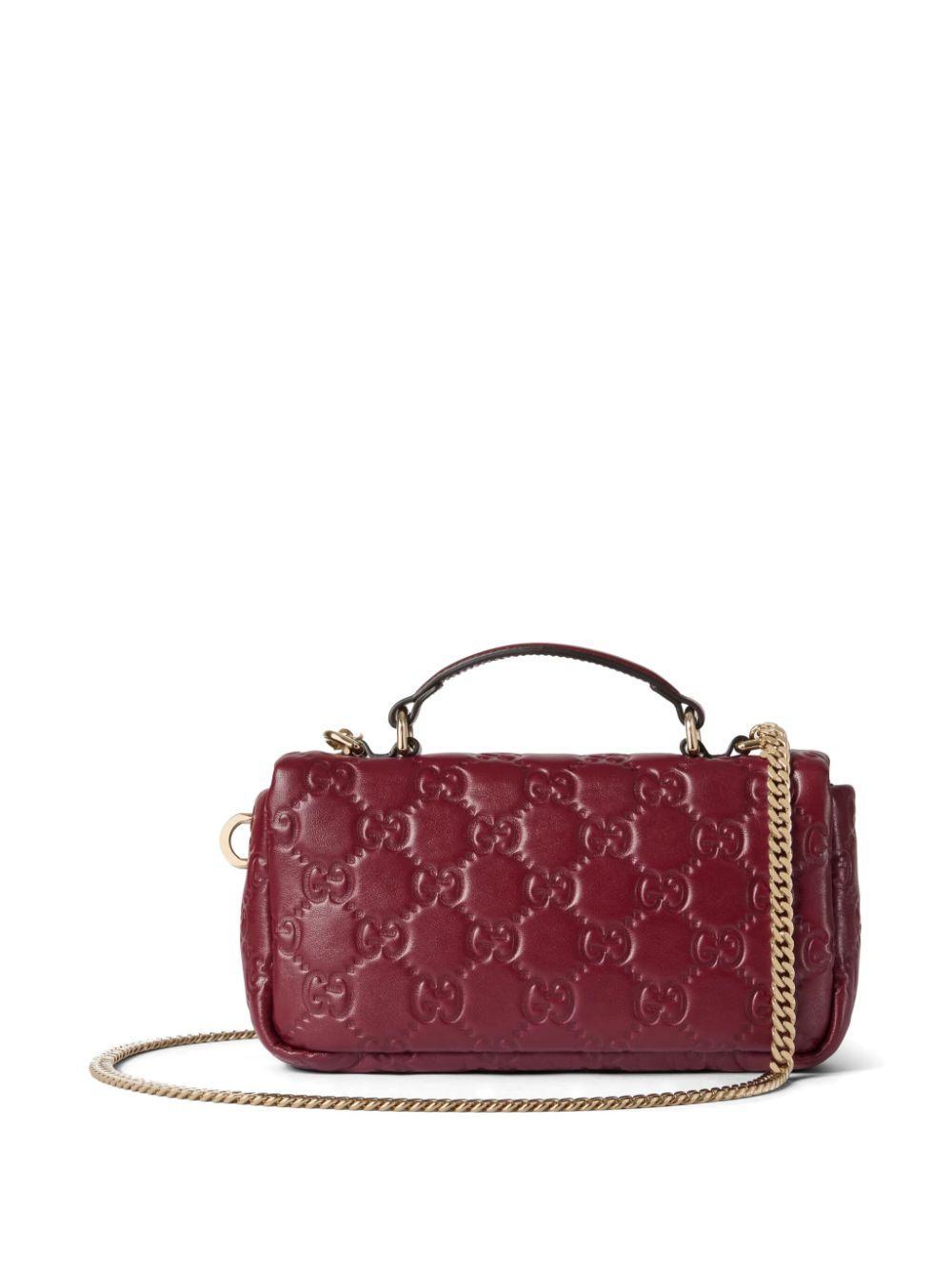 GUCCI Gg Milano Mini Embossed Leather Tote Bag In Red Product Image