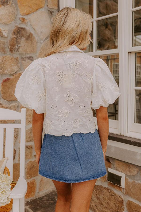 Boho Moment Eyelet Front Tie Top in Ivory Product Image
