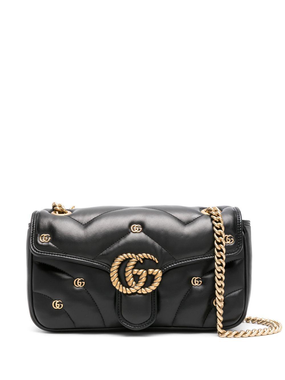 GUCCI Small Gg Marmont Leather Shoulder Bag In Black Product Image