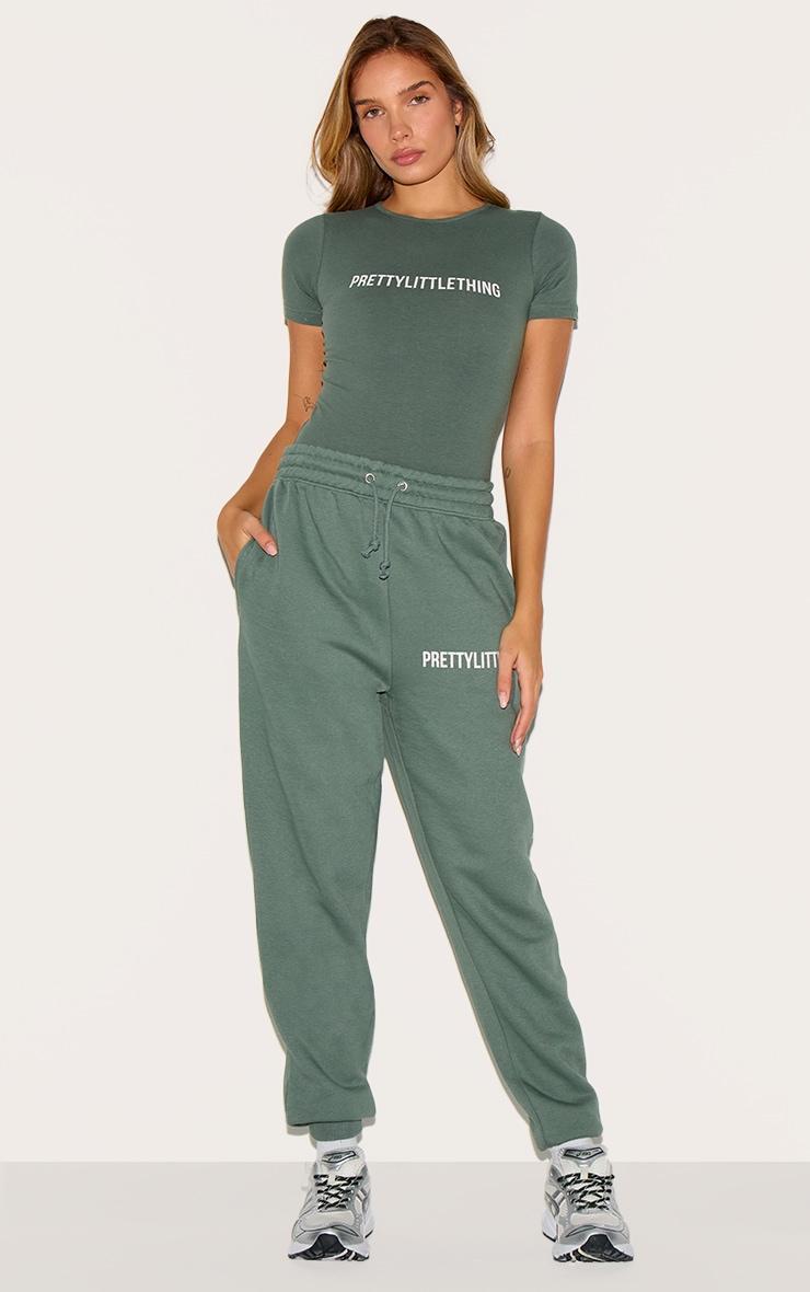 PRETTYLITTLETHING Sea Green Logo Short Sleeved Bodysuit Product Image