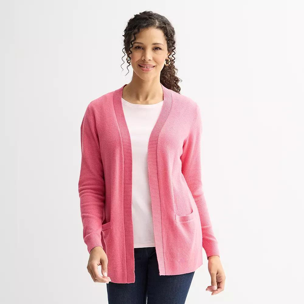 Women's Croft & Barrow® Pocket Cardigan, Size: XS, Pinkberry Product Image
