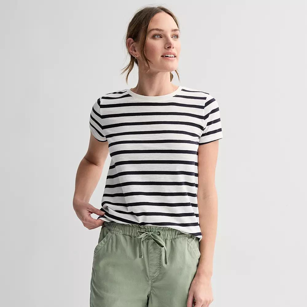 Women's Sonoma Goods For Life® Short-Sleeve Crew Tee, Size: Small, White Gray Stripe Product Image
