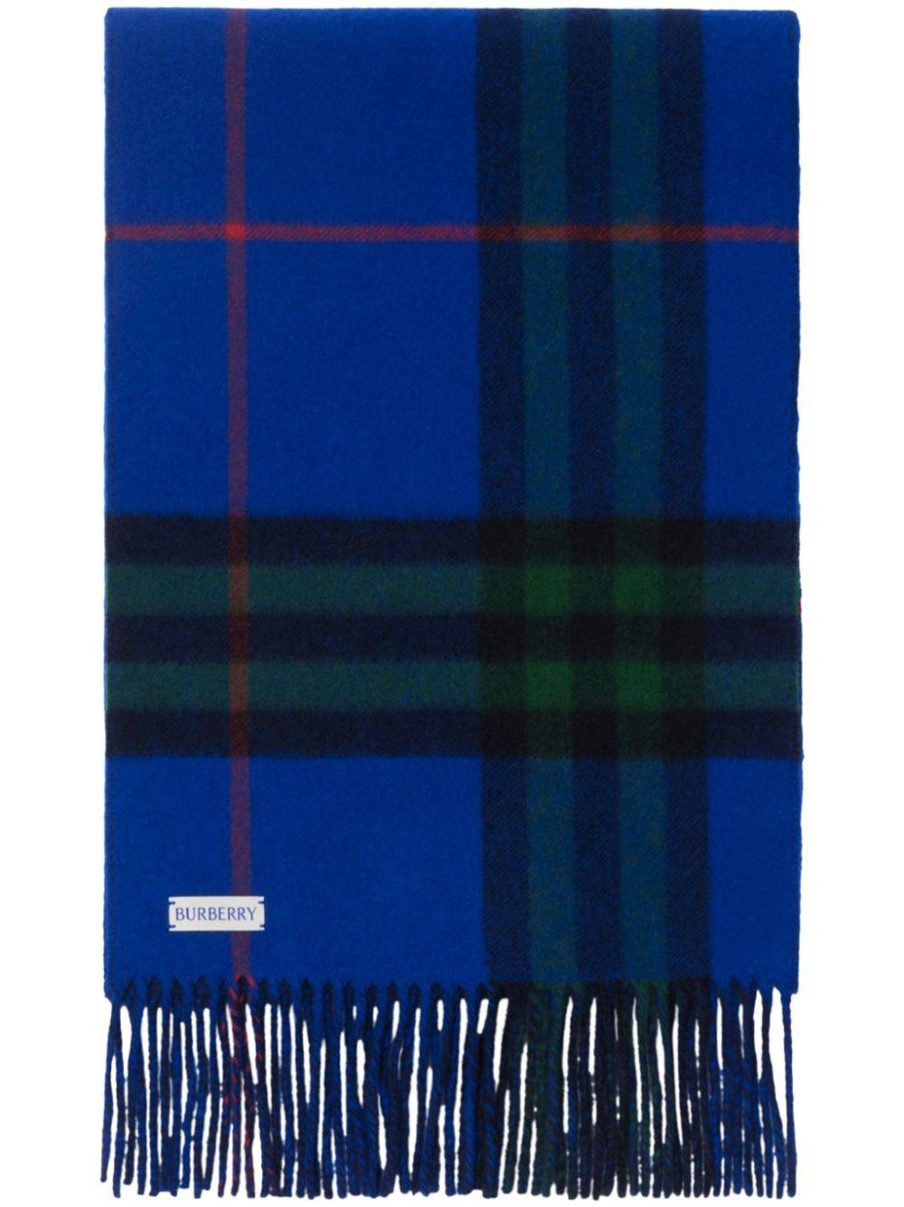 BURBERRY Reversible Checkered Scarf In Blue Product Image