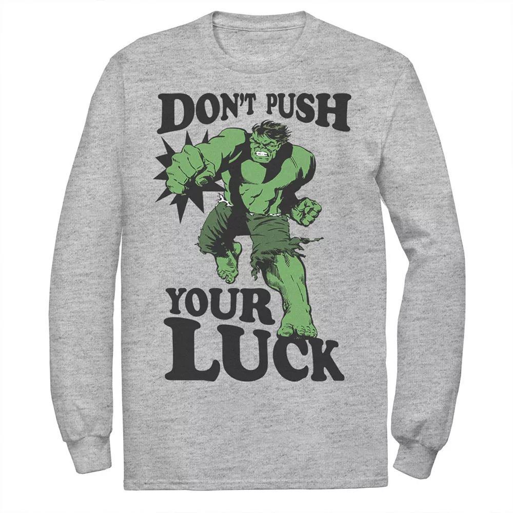 Men's Marvel The Hulk Don't Push Your Luck Tee, Size: Medium, Athletic Grey Product Image