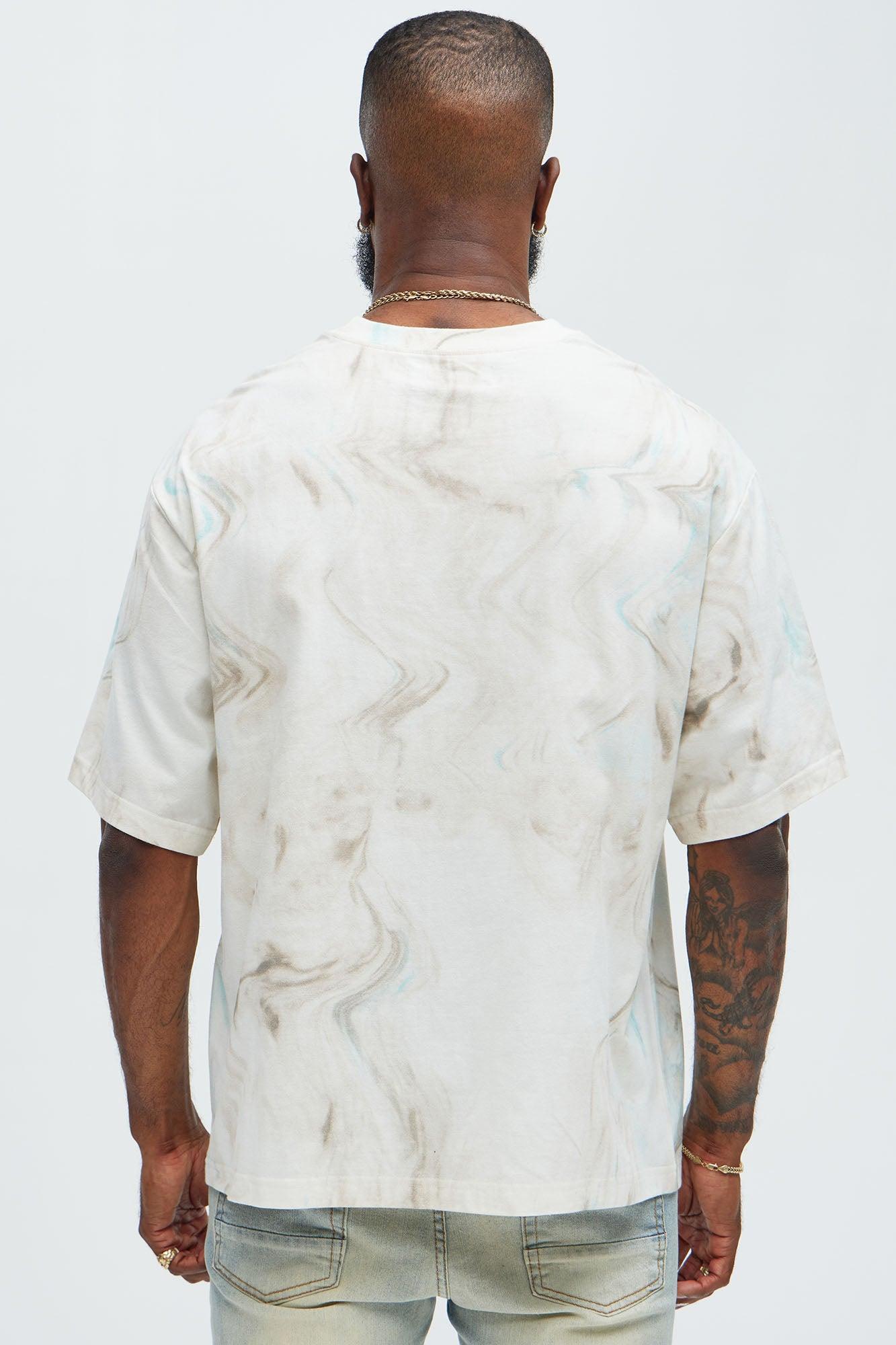 Marble Print Relaxed Short Sleeve Tee - Off  White/combo Product Image