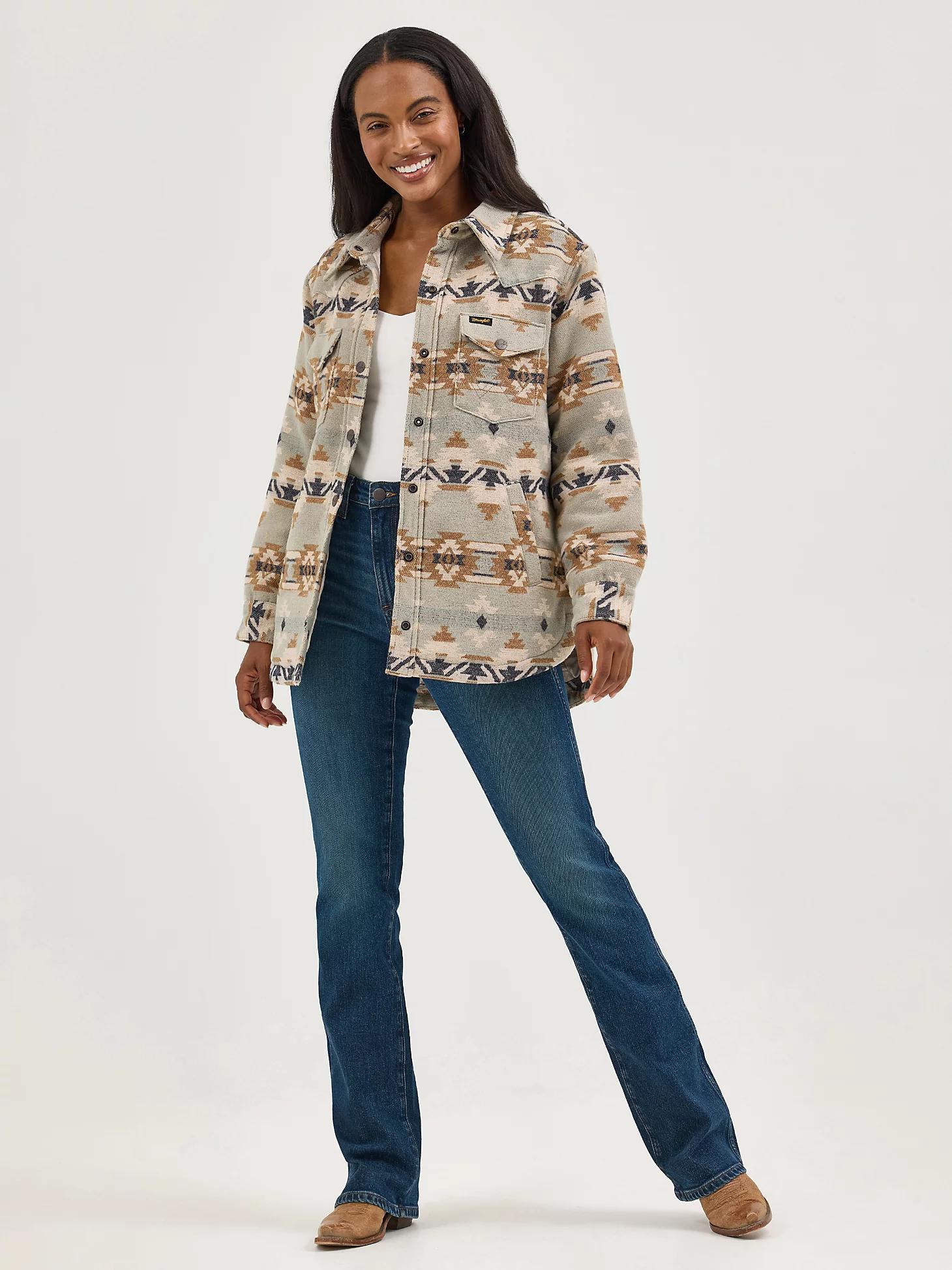 Women's Wrangler Quilt Lined Jacquard Shacket in Pale Product Image