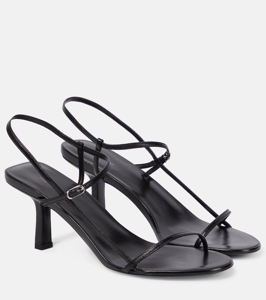 THE ROW Bare Mid-heel Leather Slingback Sandals In Black Product Image