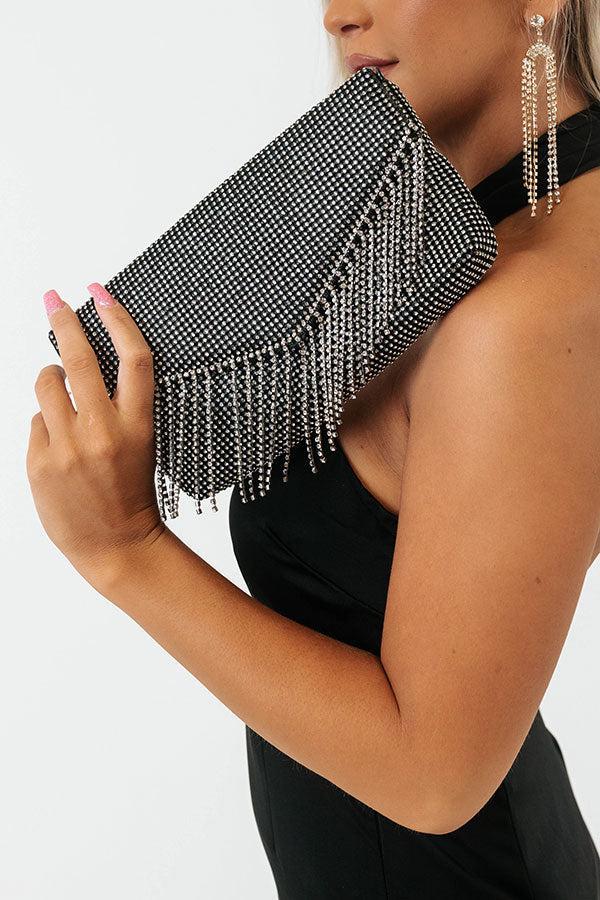 VIP Party Rhinestone Clutch In Black Product Image