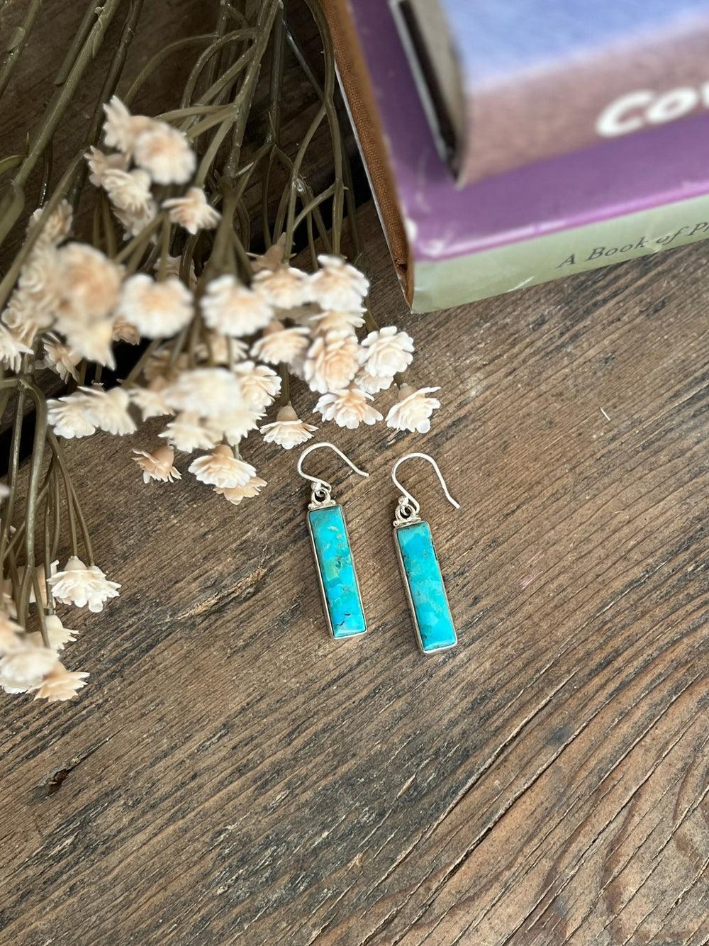 Sterling Silver Kingman Turquoise Bar Earrings Product Image