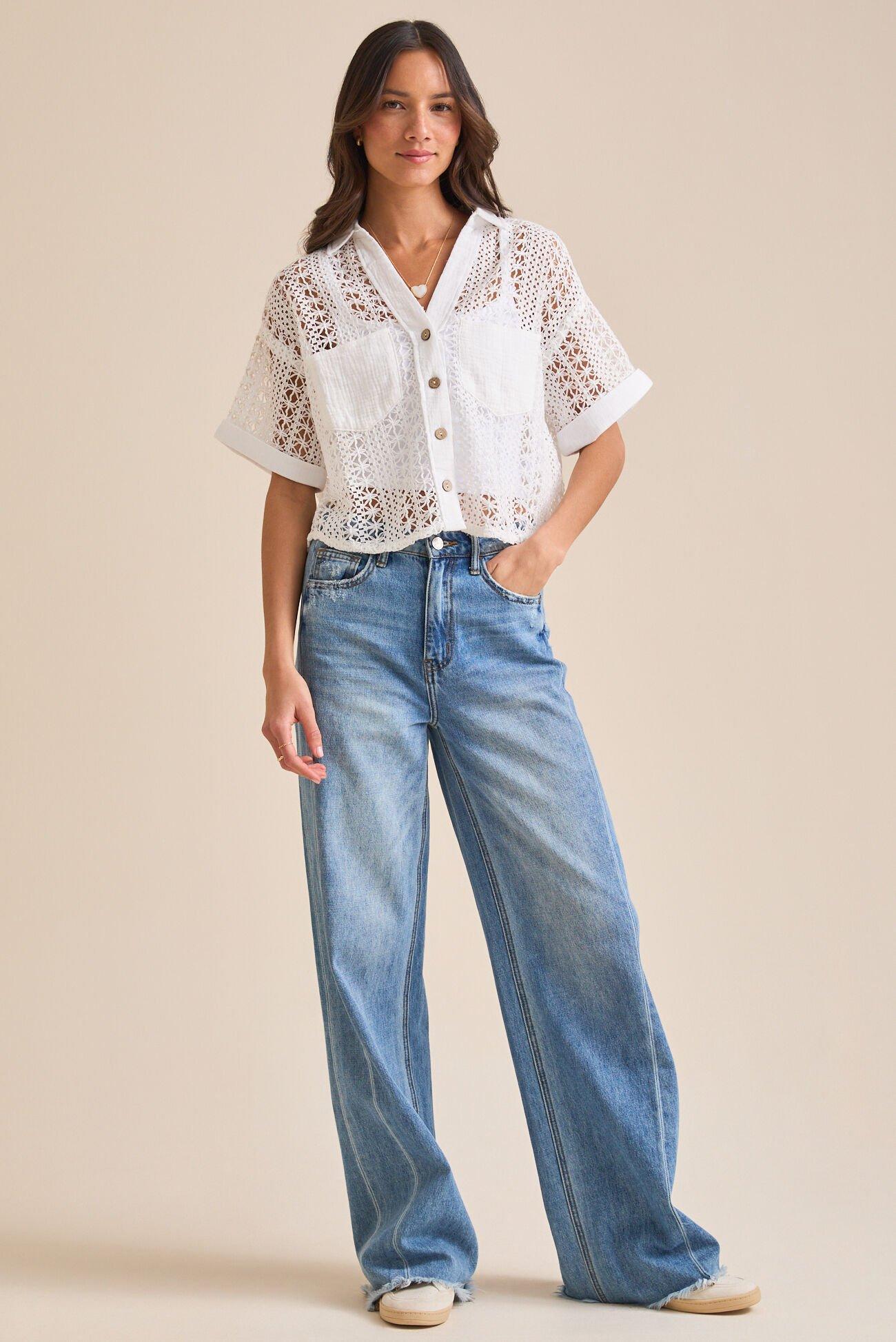 Junie Crochet Button Up Top Product Image