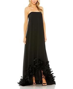 Womens Feathered Chiffon Strapless Gown Product Image