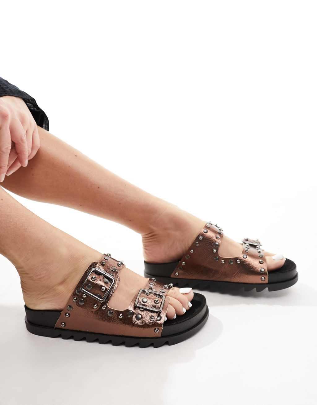 ASOS DESIGN Fantasy studded flat sandal Product Image