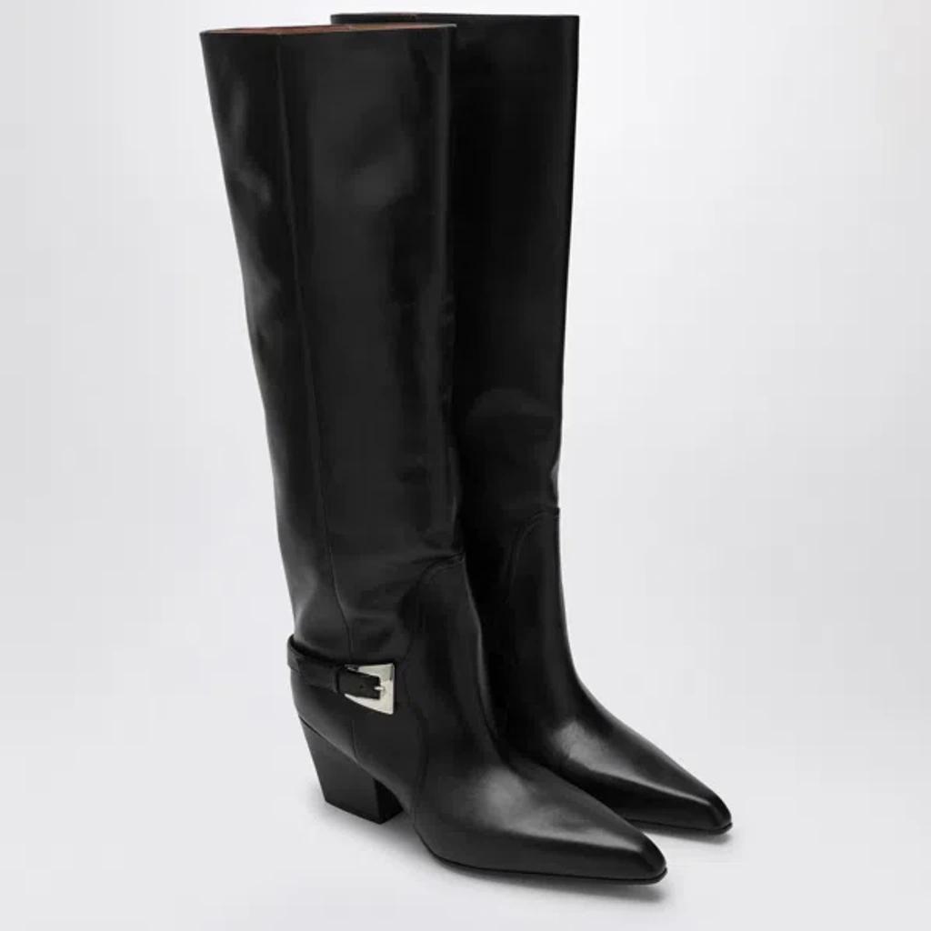 Jane Black Leather High Boot Product Image