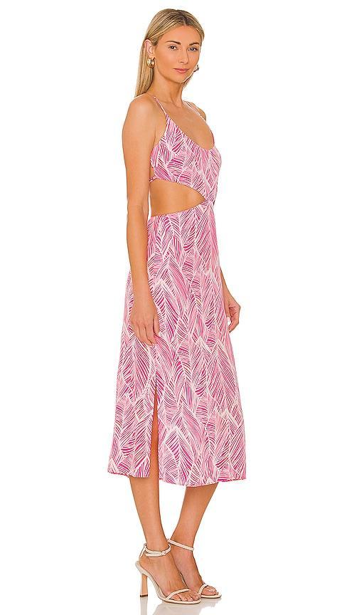 Lovers and Friends Makena Midi Dress in Fuchsia Leaf Print Product Image