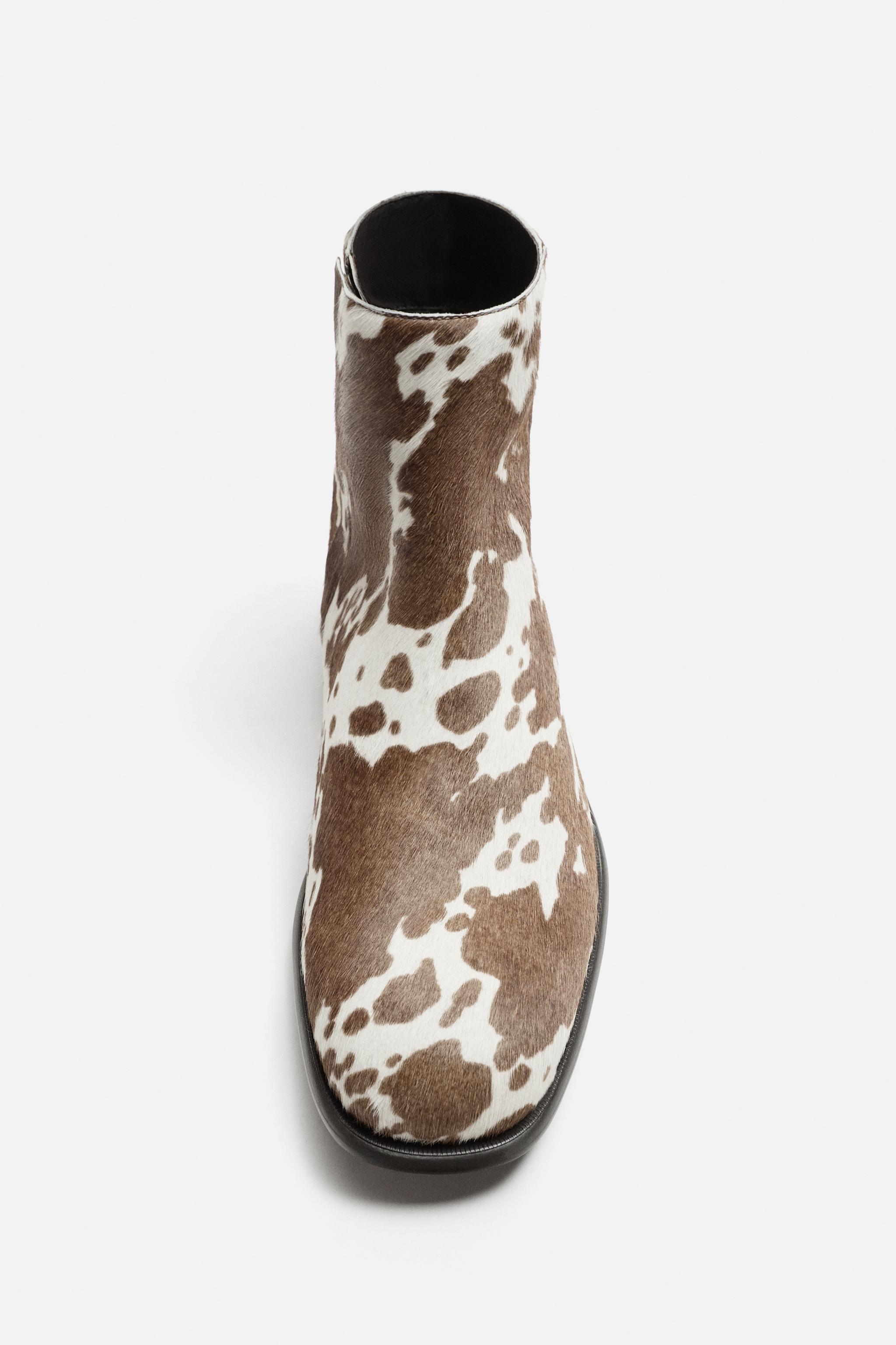 ANIMAL PRINT LEATHER BOOTS Product Image