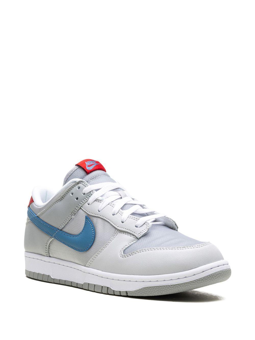 NIKE Dunk Low Mesh And Leather Sneakers In Mtlc Silver/aegean Storm-neutral Grey-flt Silver-g Product Image