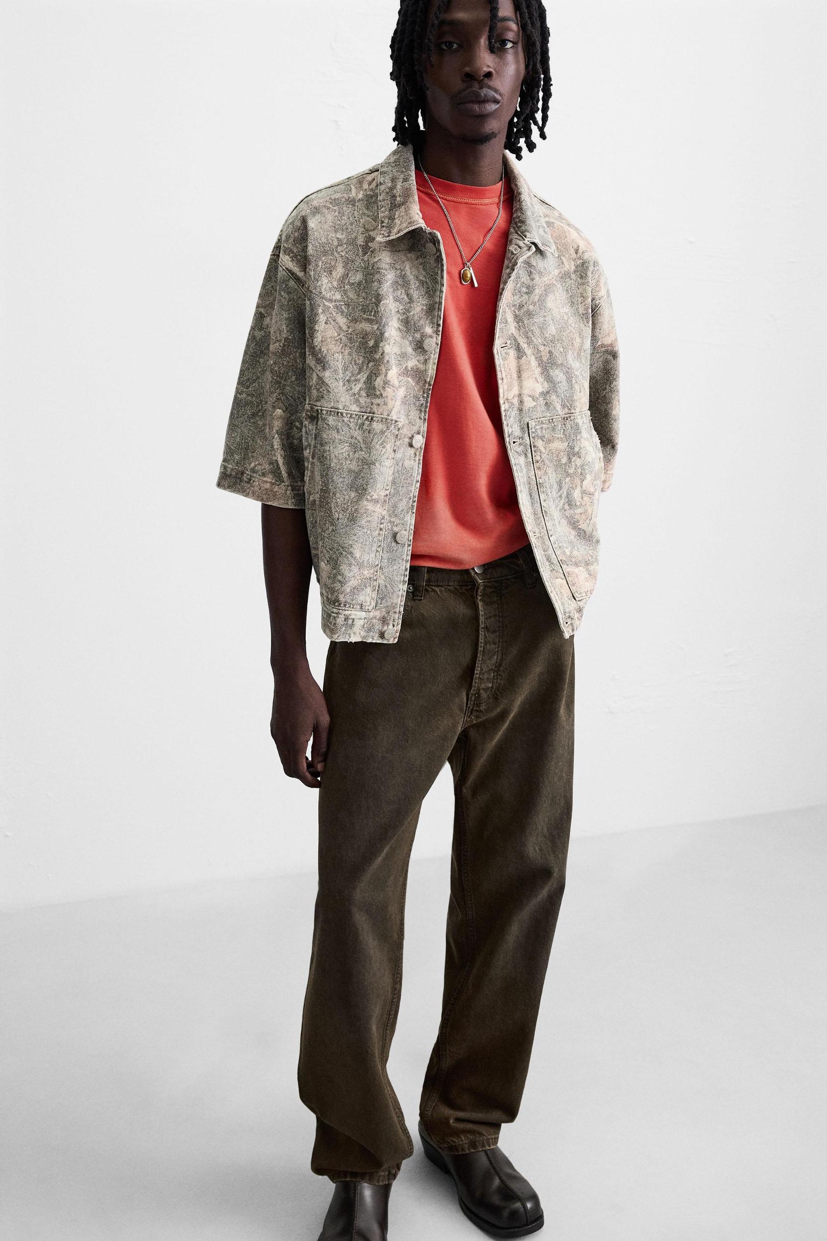 WASHED ABSTRACT PRINT OVERSHIRT Product Image