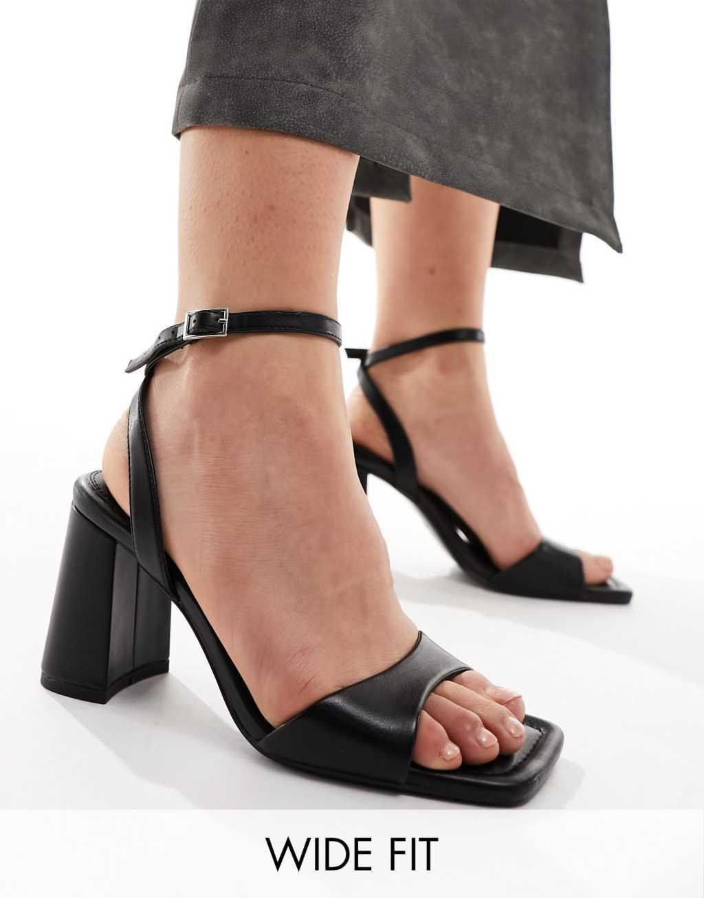 ASOS DESIGN Wide Fit Hotel barely there block heeled sandals Product Image