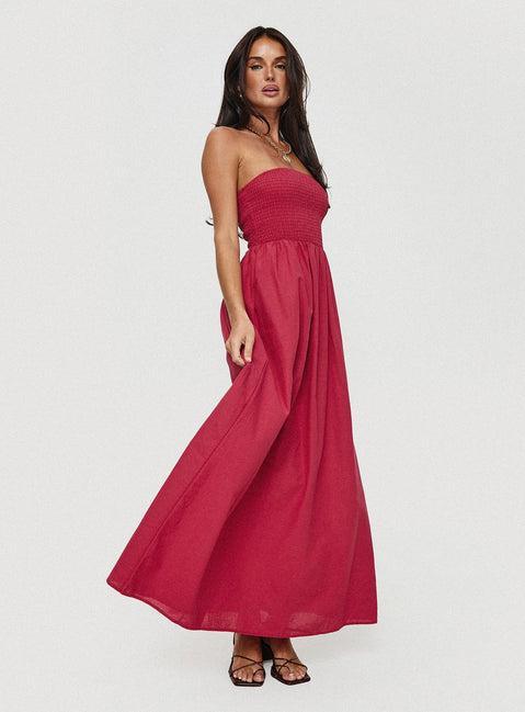 Dayona Strapless Maxi Dress Red Product Image