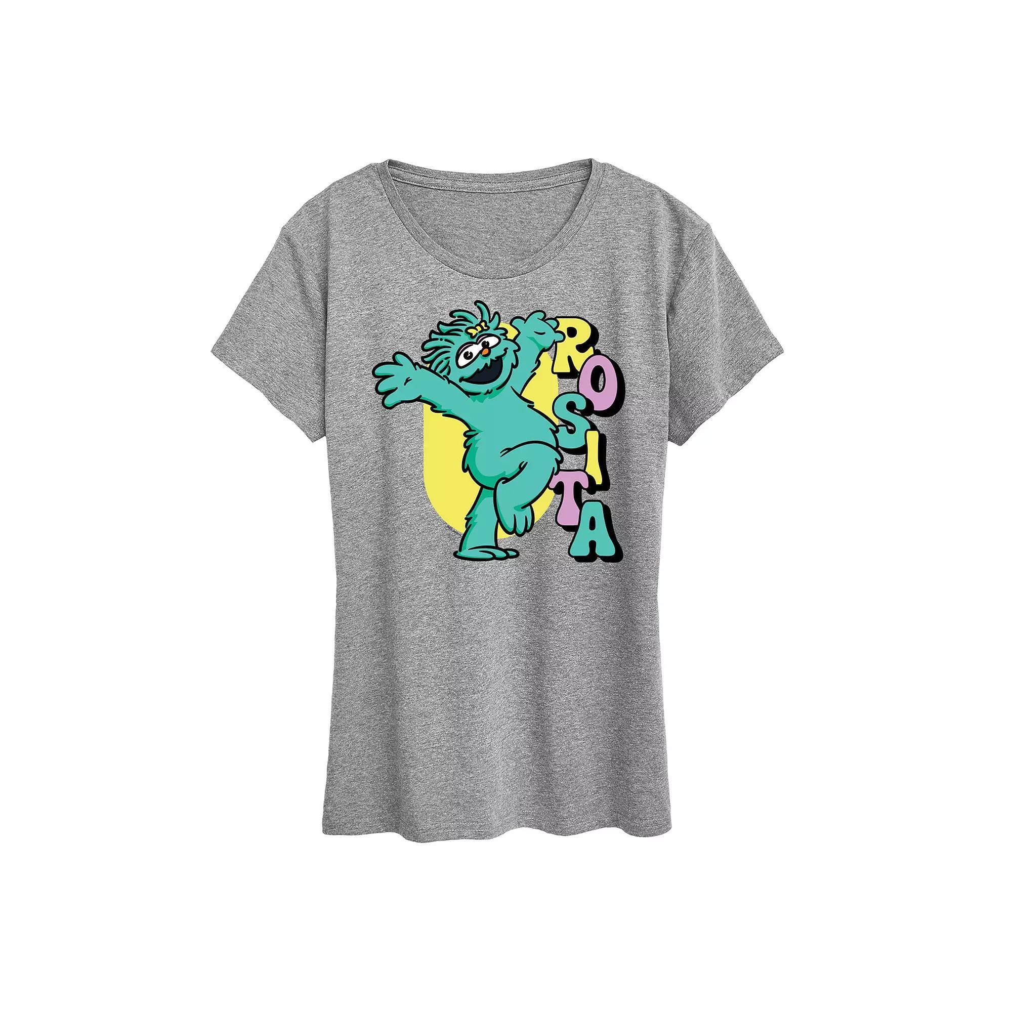 Women's Sesame Street Rosita Hands Up Graphic Tee, Size: Large, Grey Gray Product Image