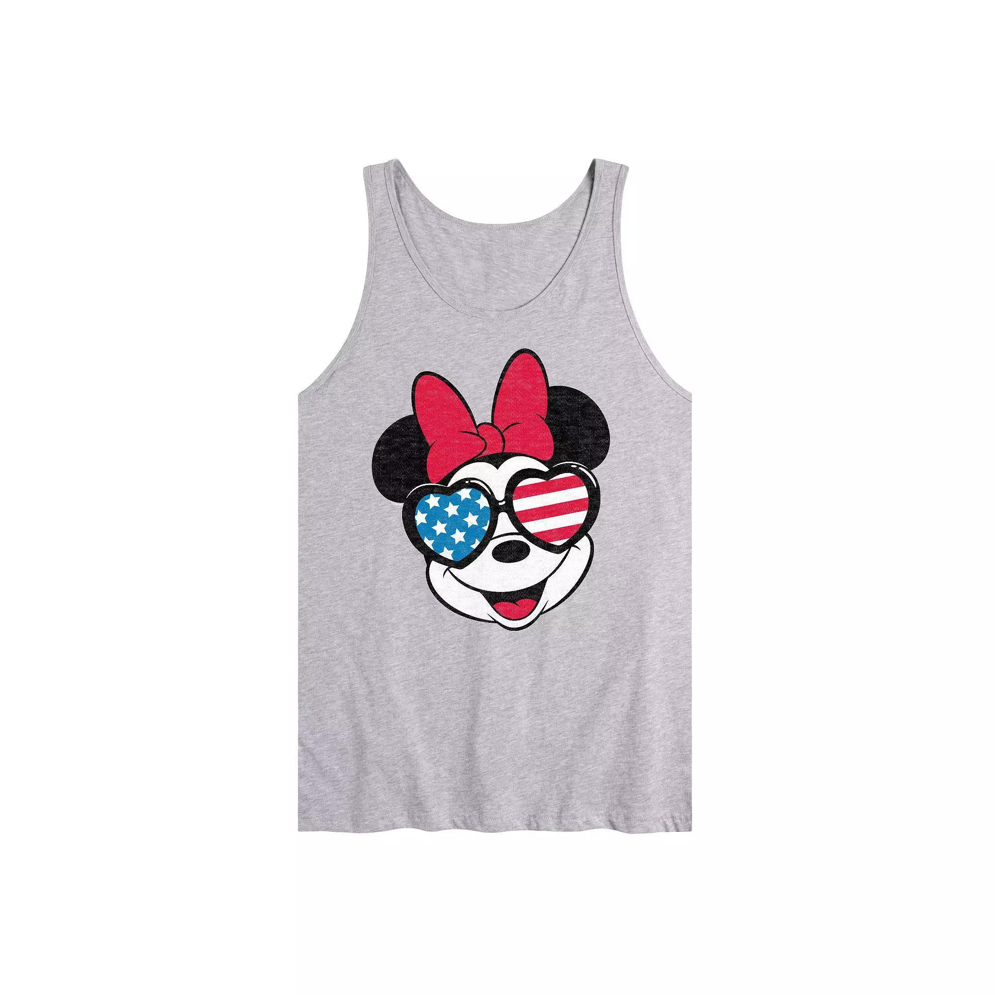 Disney's Minnie Mouse Men's Flag Glasses Tank Top, Size: Medium, Gray Product Image