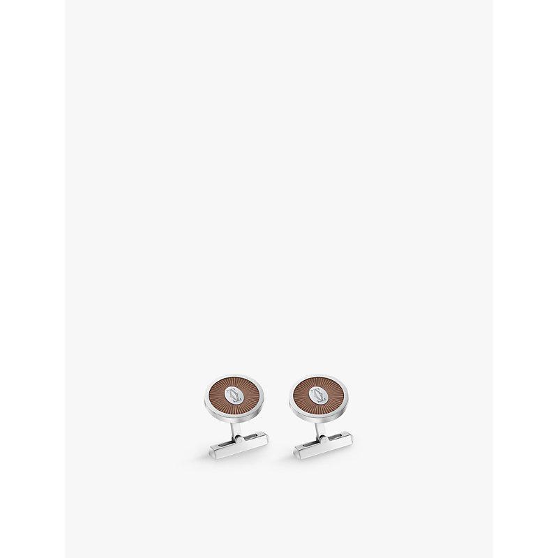 CARTIER Mens Silver And Brown C De  Sterling-silver Cufflinks Product Image