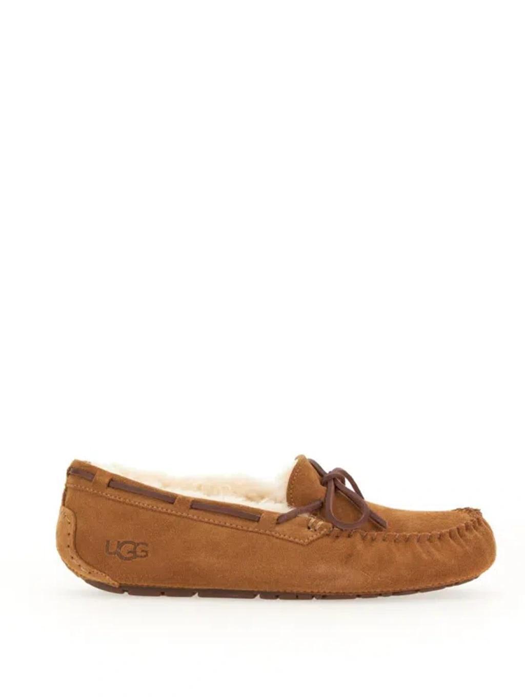 Dakota Faux Shearling-lined Suede Slippers In Chestnut Product Image