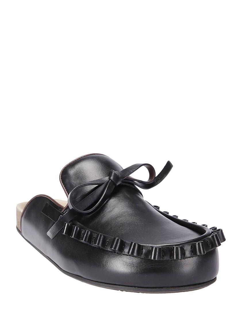 JW ANDERSON Ruffle Loafer Leather Mules In Black Product Image