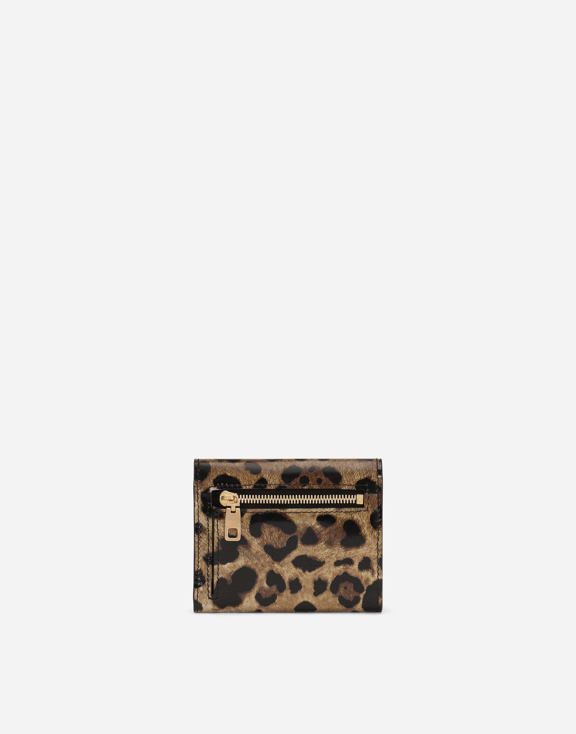 DOLCE & GABBANA Polished Calfskin Wallet With Leopard Print In Animal Print Product Image