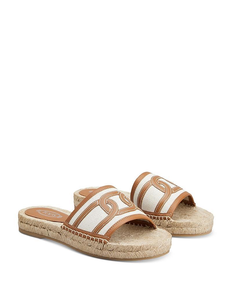 Bicolor Linen Leather Espadrille Sandals Product Image