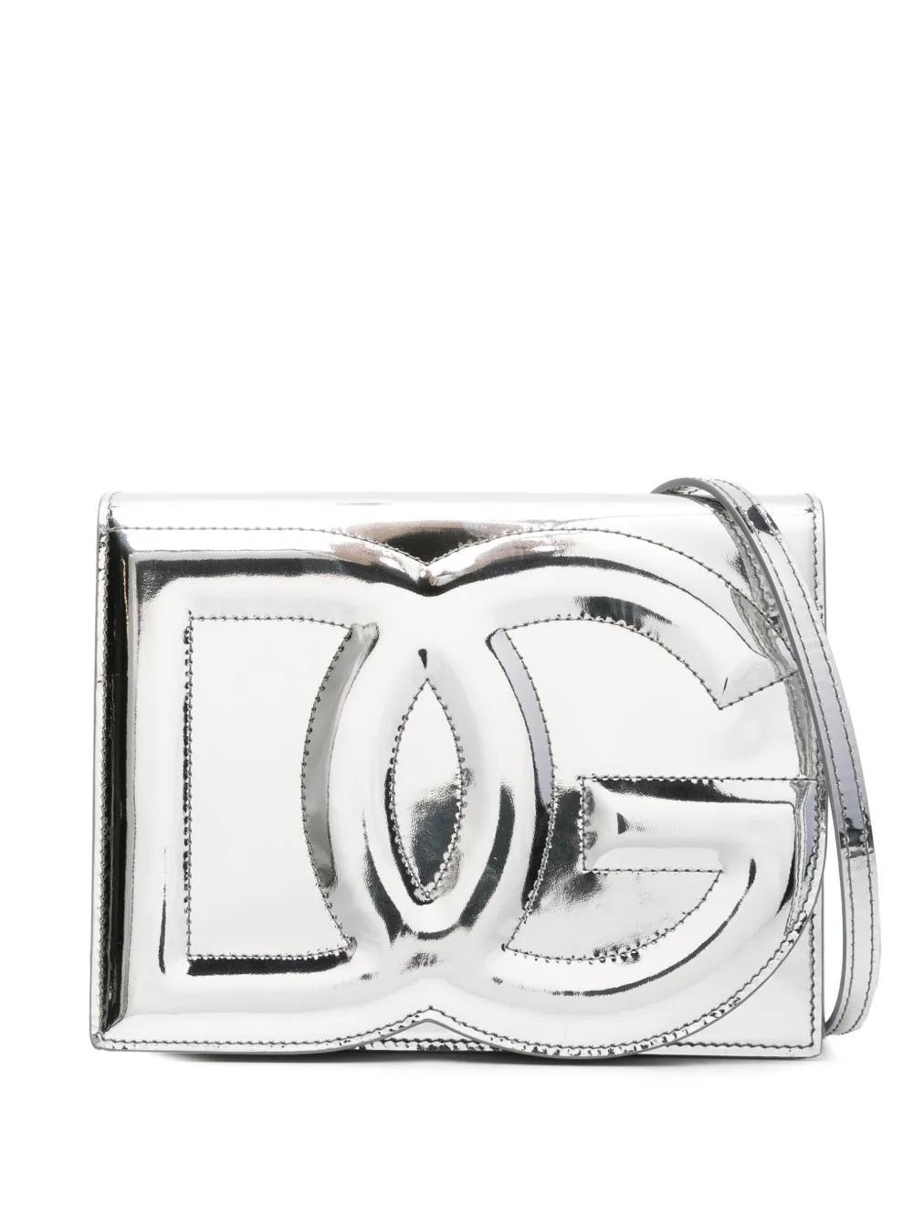 DOLCE & GABBANA Dg Logo Leather Crossbody Bag In White Product Image