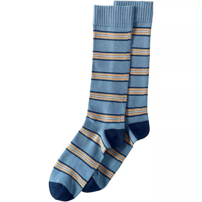 Men's Lands' End Novelty Crew Socks, Orange Rugby Stripe Product Image