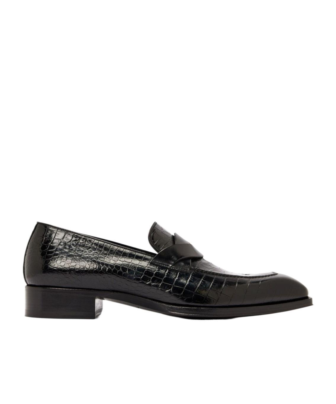 TOM FORD Croc-embossed Loafers In Black Product Image