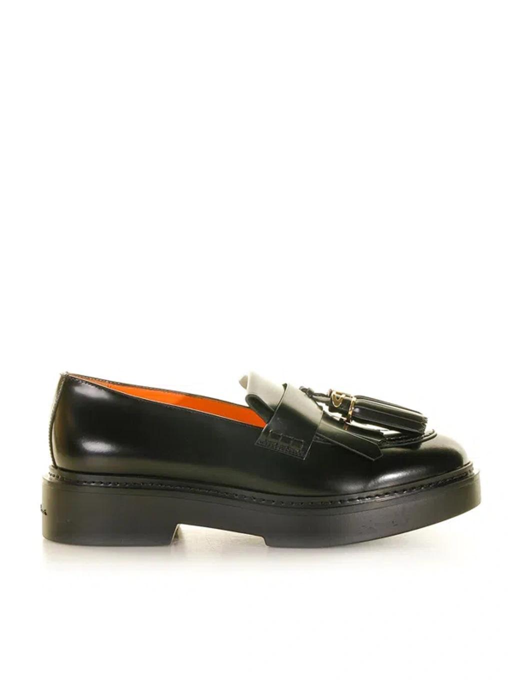 SANTONI Leather Loafers In Black Product Image