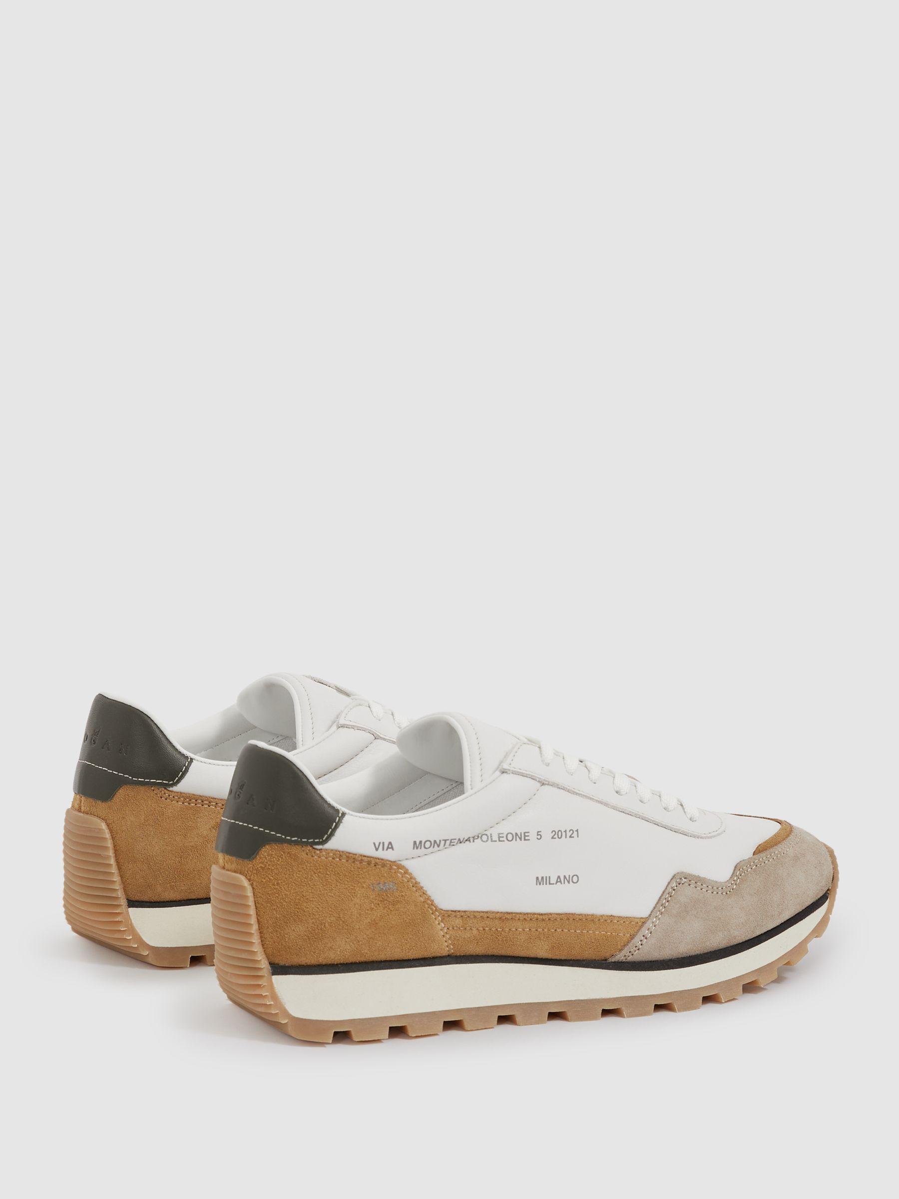 Hogan Suede And Leather Panelled Trainers in White Multi Product Image