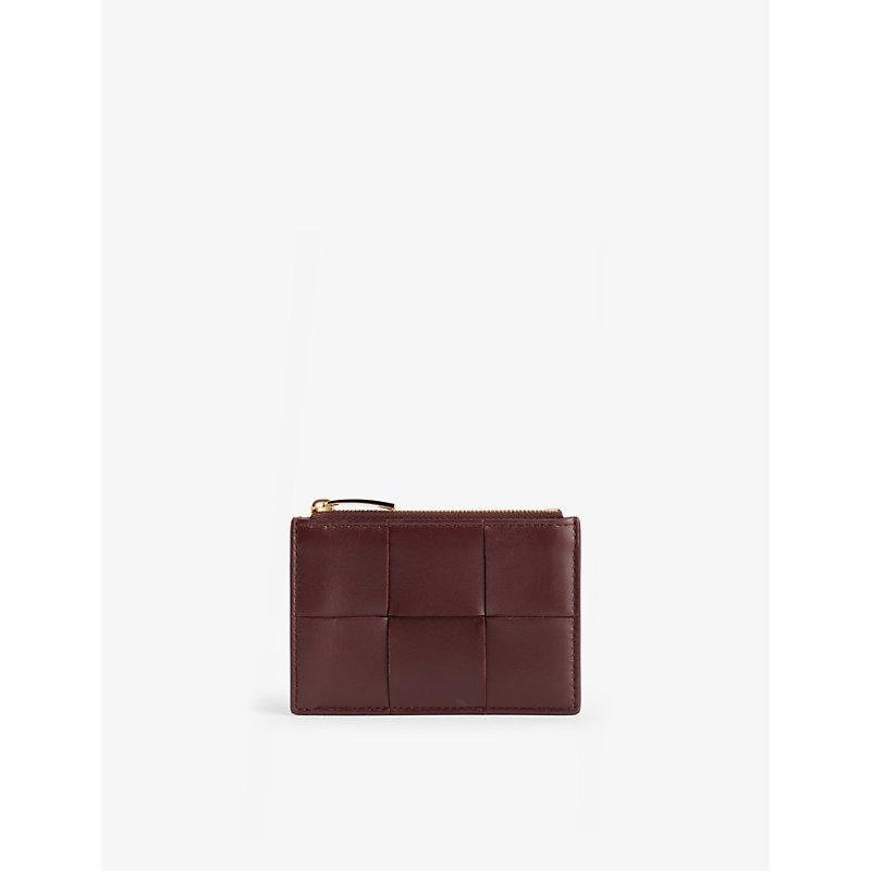 BOTTEGA VENETA Womens  Cassette Leather Card Holder In Ma.b/m.b-ro/m.b-ro-g Product Image