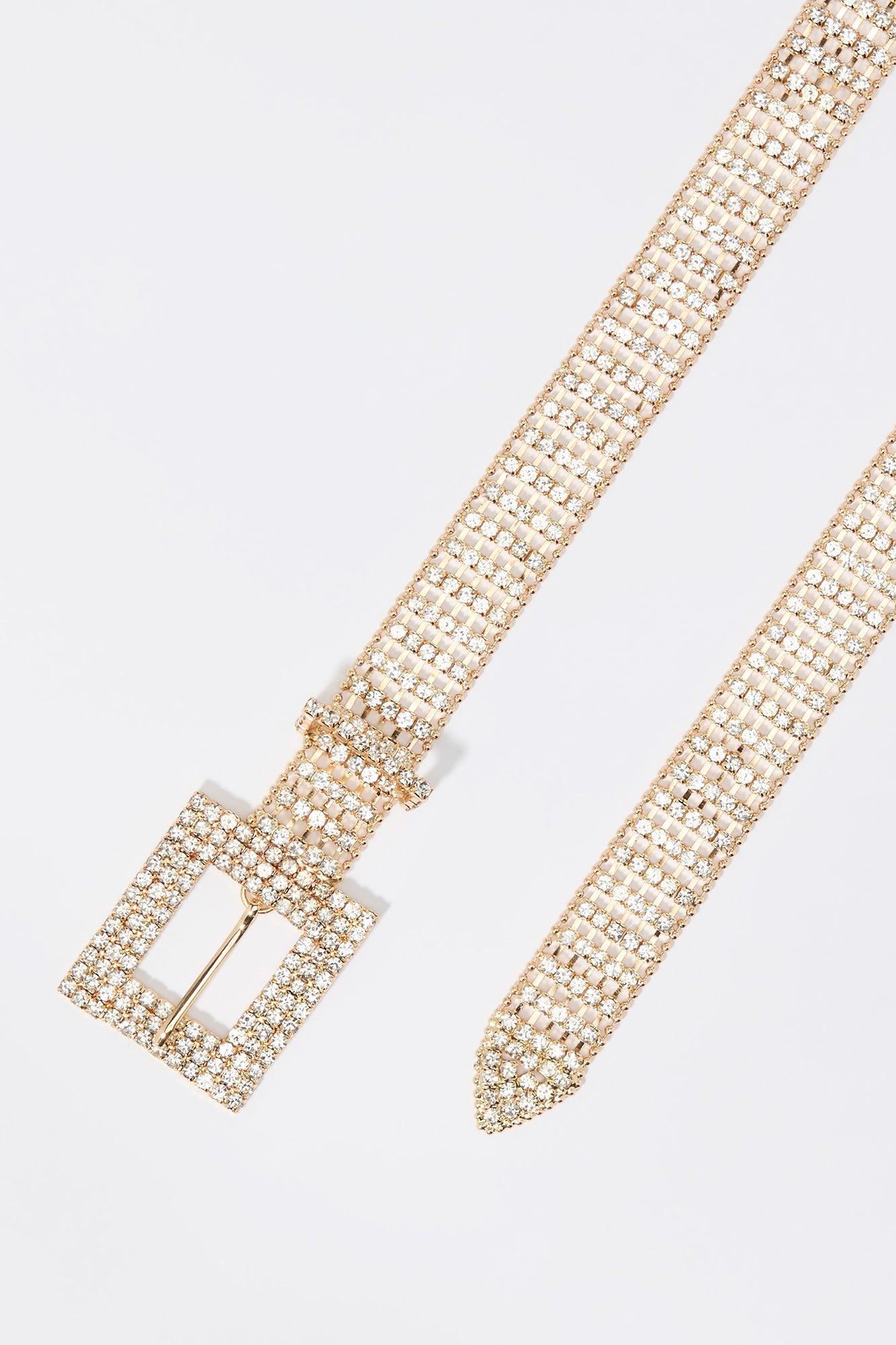 Rhinestone Square Buckle Belt Female Product Image